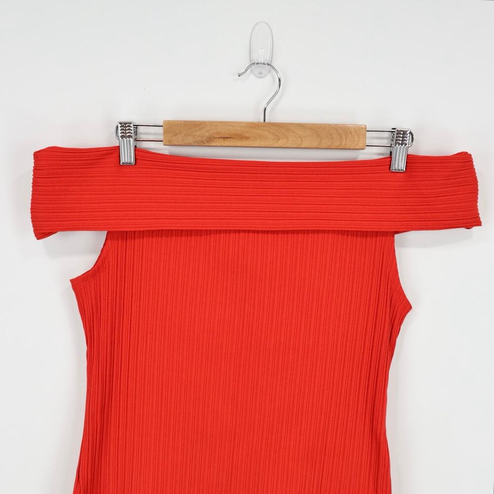 NWT Madewell Ribbed Off-The-Shoulder Top In Red Rouge Size Medium - Picture 5 of 8
